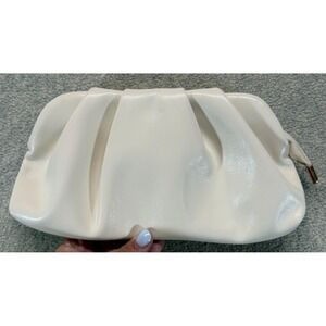 Charming Tailor Clutch Purse Off White Chic Soft Leather Ruched Evening Handbag
